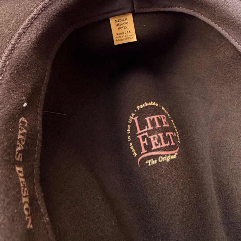 Vintage Men’s Brown LiteFelt Fedora by Capas Design Tan & Red Feather Accent - Picture 8 of 8